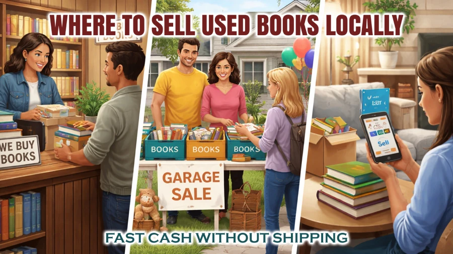 Where to sell used books locally bookstore garage sale Facebook Marketplace options
