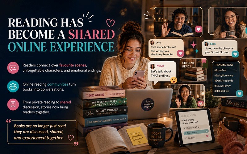 Readers connecting through online book communities and shared BookTok reading experiences