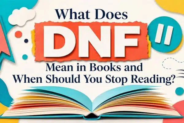 What does DNF mean in books and when should you stop reading, illustrated with an open book and reading symbols.