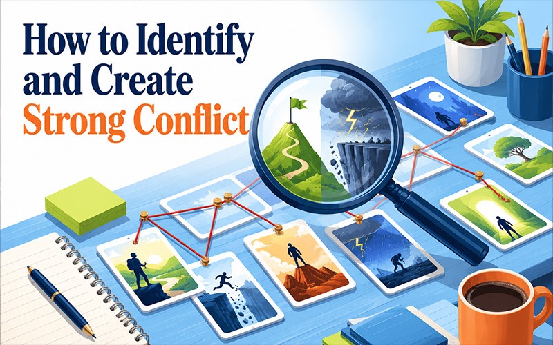 How to identify and create strong conflict by examining character goals, obstacles, consequences, and difficult choices.