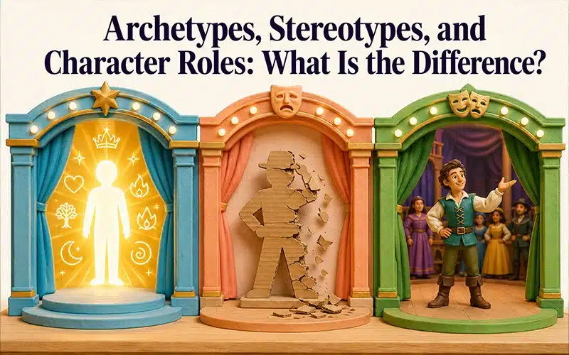 Visual comparison of character archetypes, stereotypes, tropes, and narrative character roles.